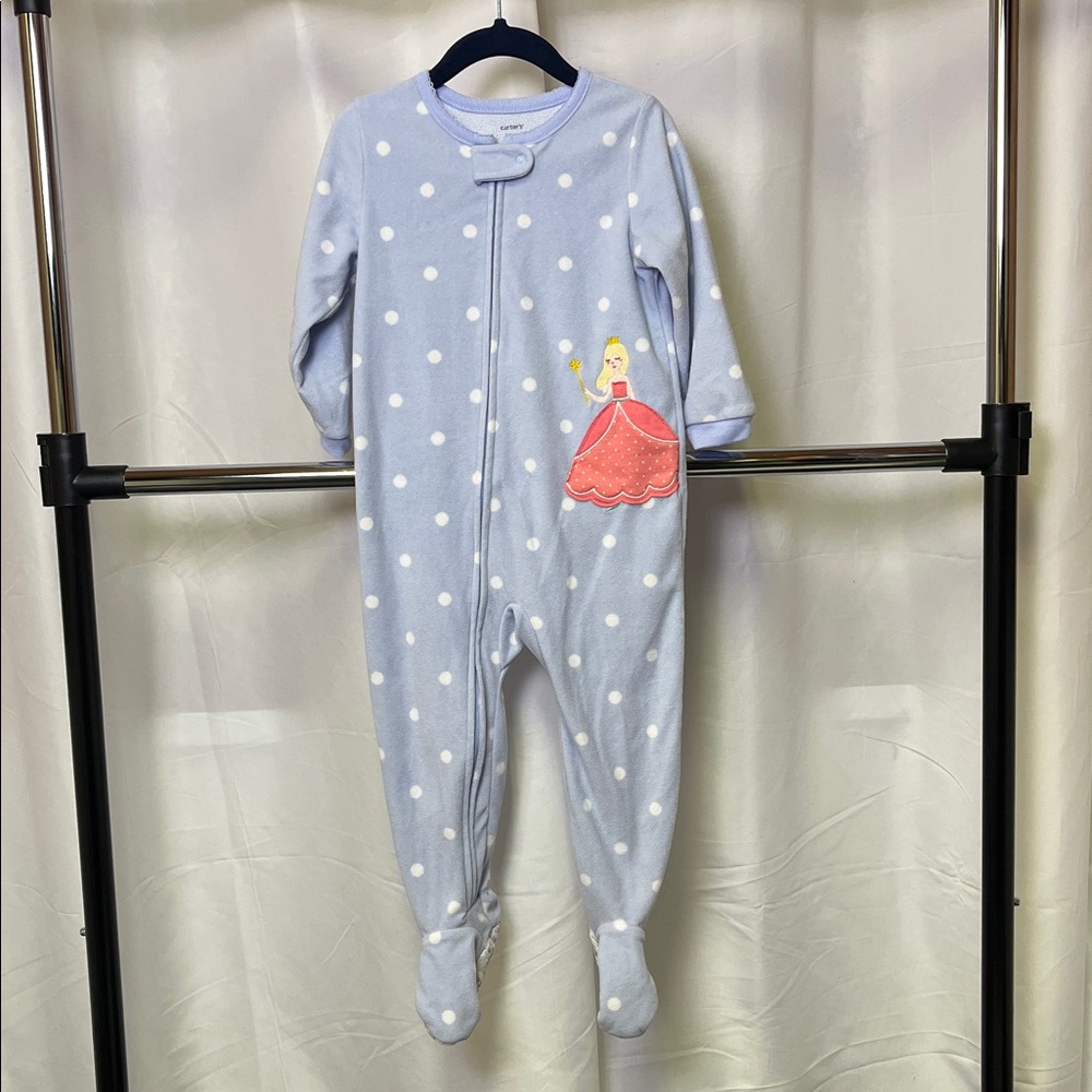 Carters Girls 1 Piece Footed Sleeper Zip Up Fleece Pajama Purple princess 2T
